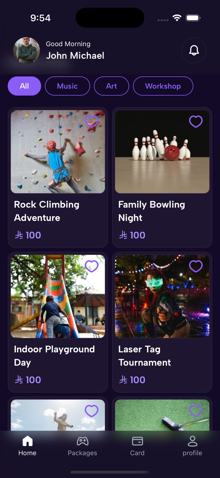 ENT360 Events Screen